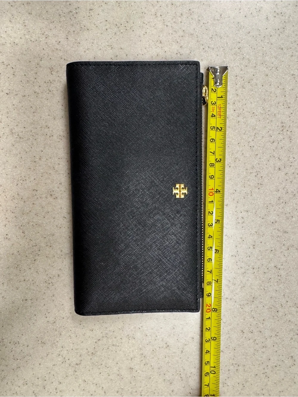 NWT, black Tory Burch Emerson Slim Envelope wallet.